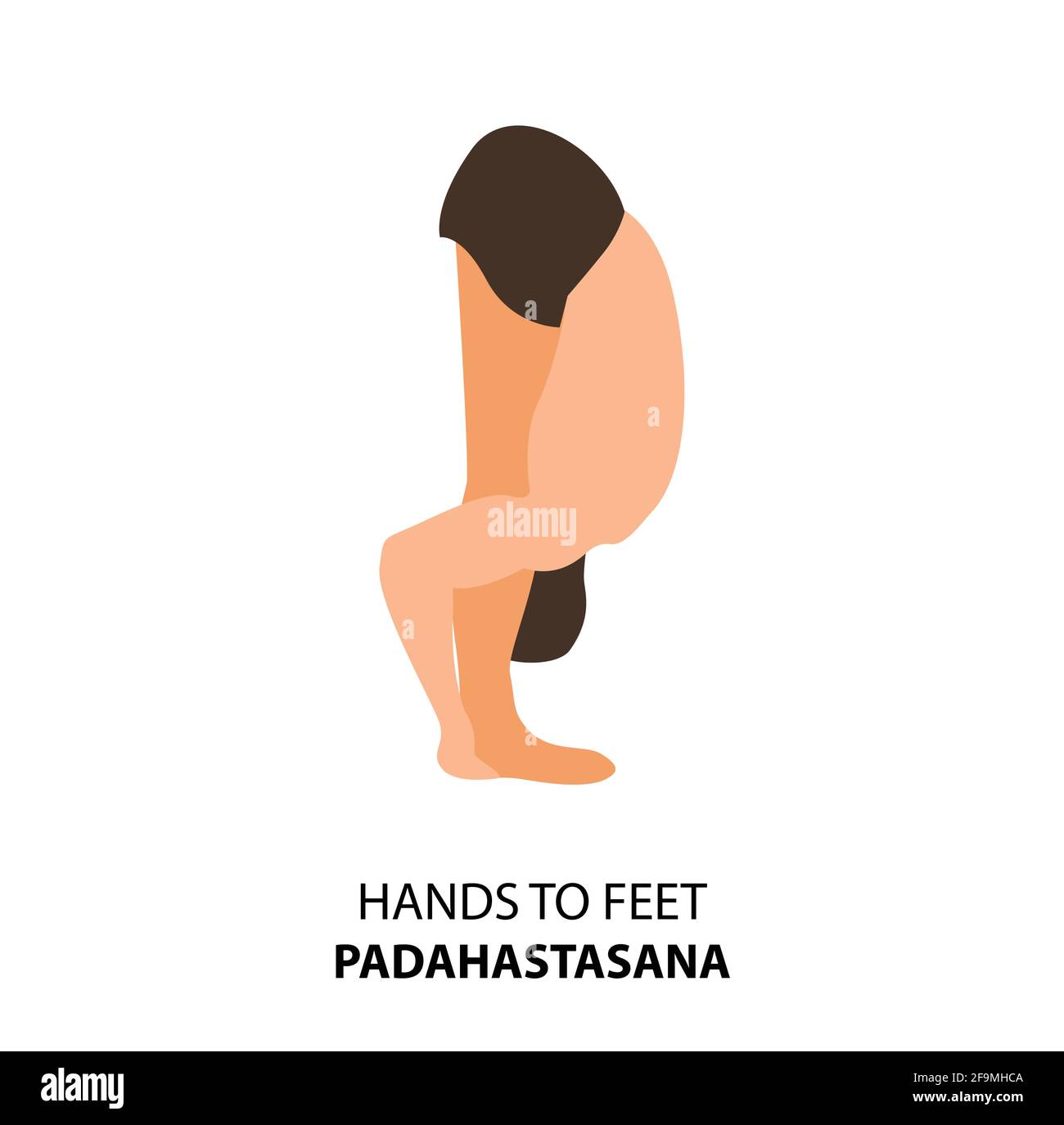 Man practicing yoga pose isolated Vector Illustration. Man standing in hands to feet pose, padahastasana, Yoga Asana icon Stock Vector