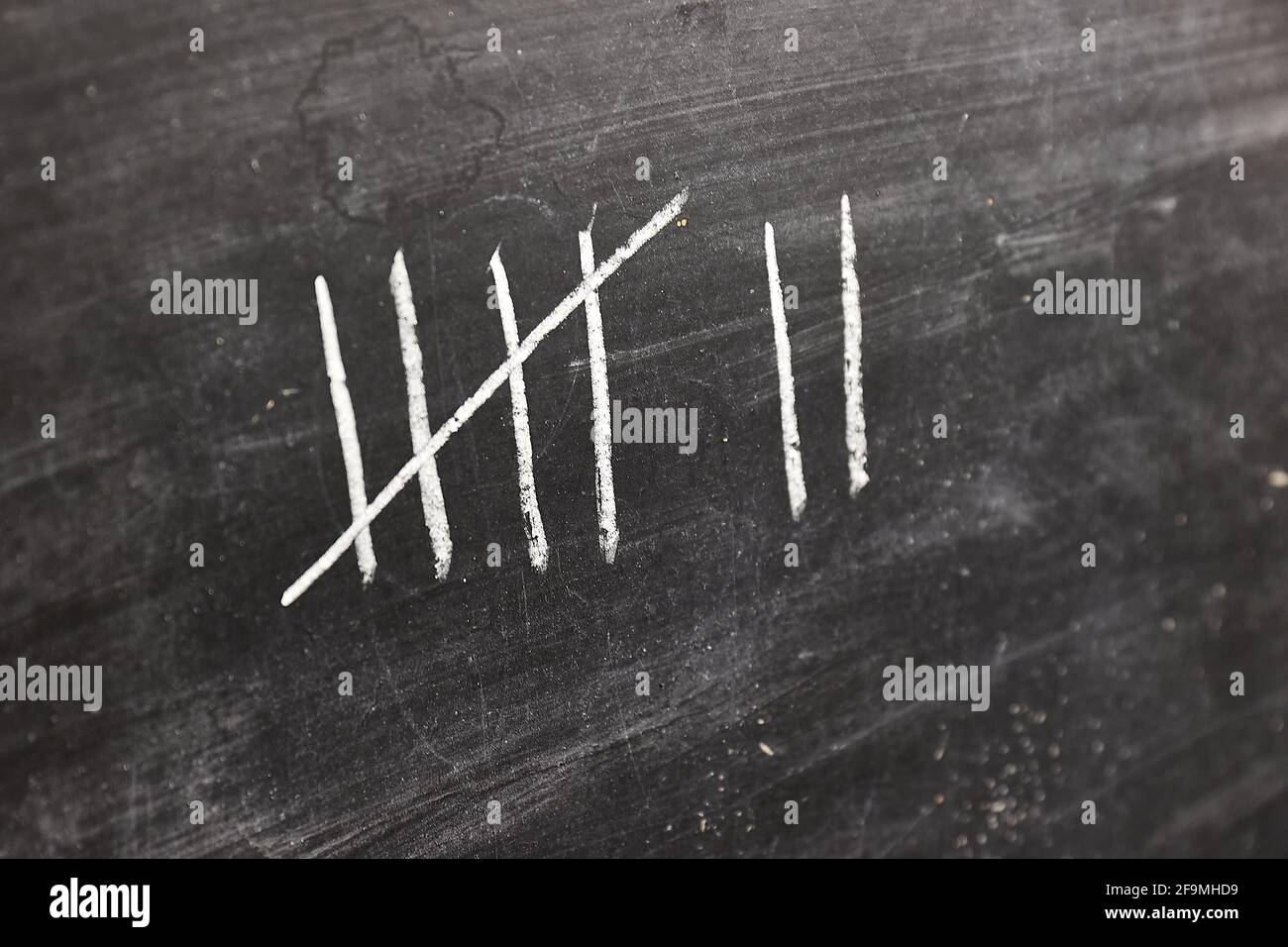 Chalk tally chart counting Stock Photo