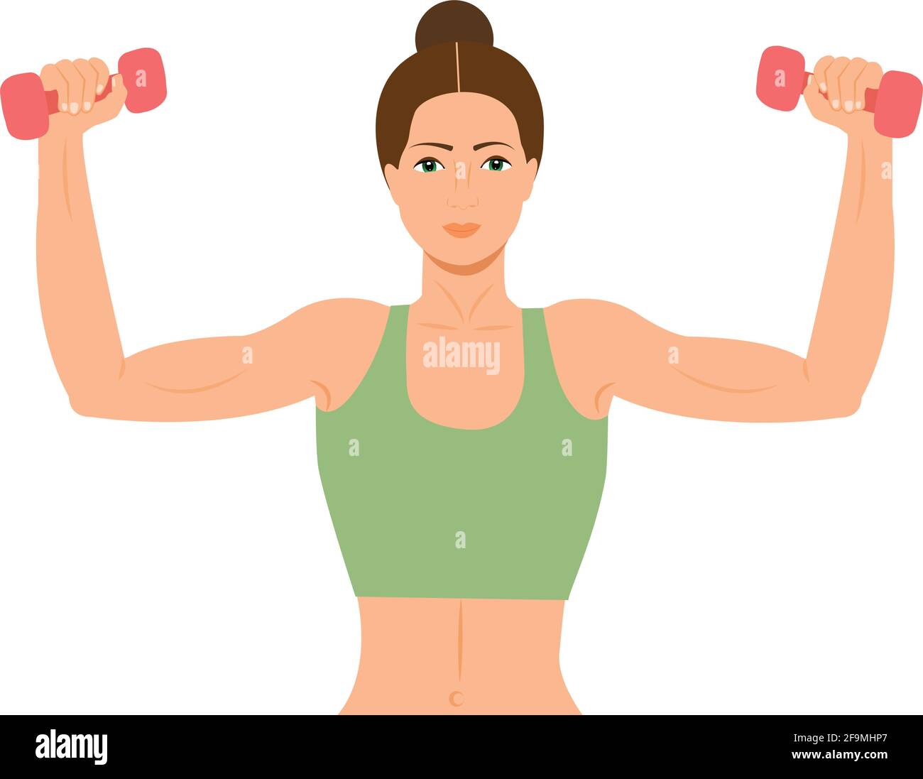 Woman doing fitness exercises. Pretty Fitness girl with dumbbells. Athletic  woman holding dumbbells. Beautiful gym girl holing a dumbbell Vector illus  Stock Vector Image & Art - Alamy