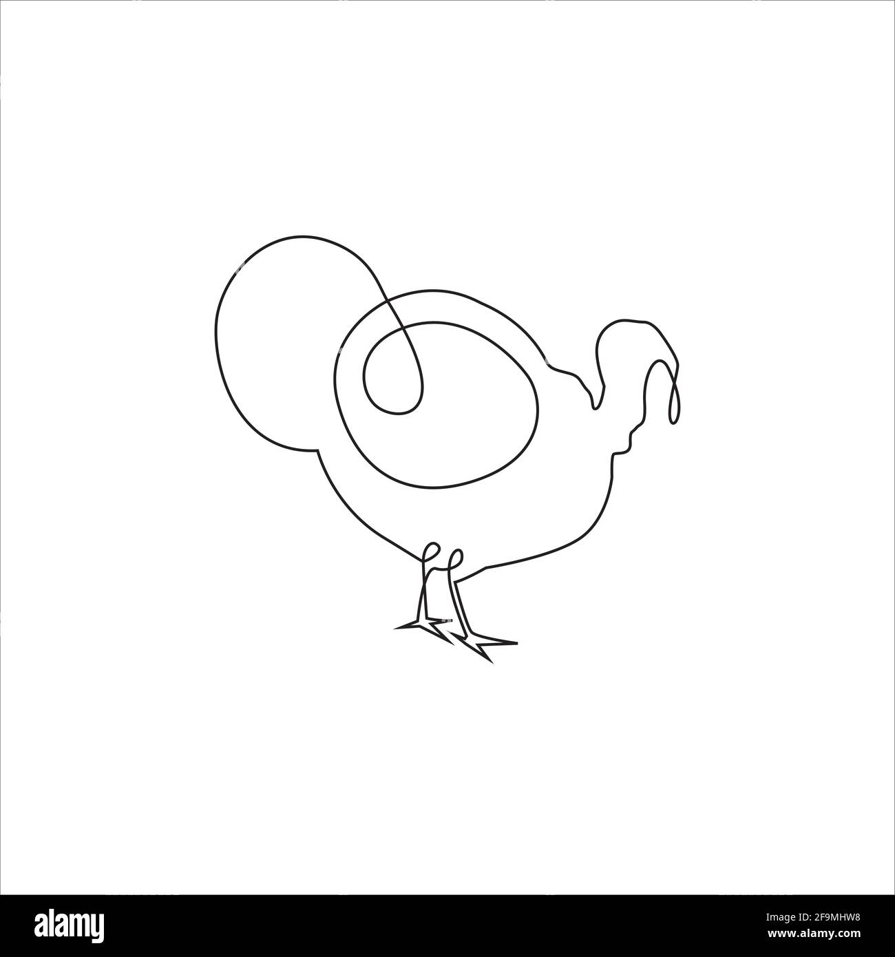 Line drawing turkey bird tattoo. One Line farm birds Minimalist Icon. Farm bird one line hand drawing continuous art print, Vector Illustration. Free Stock Vector