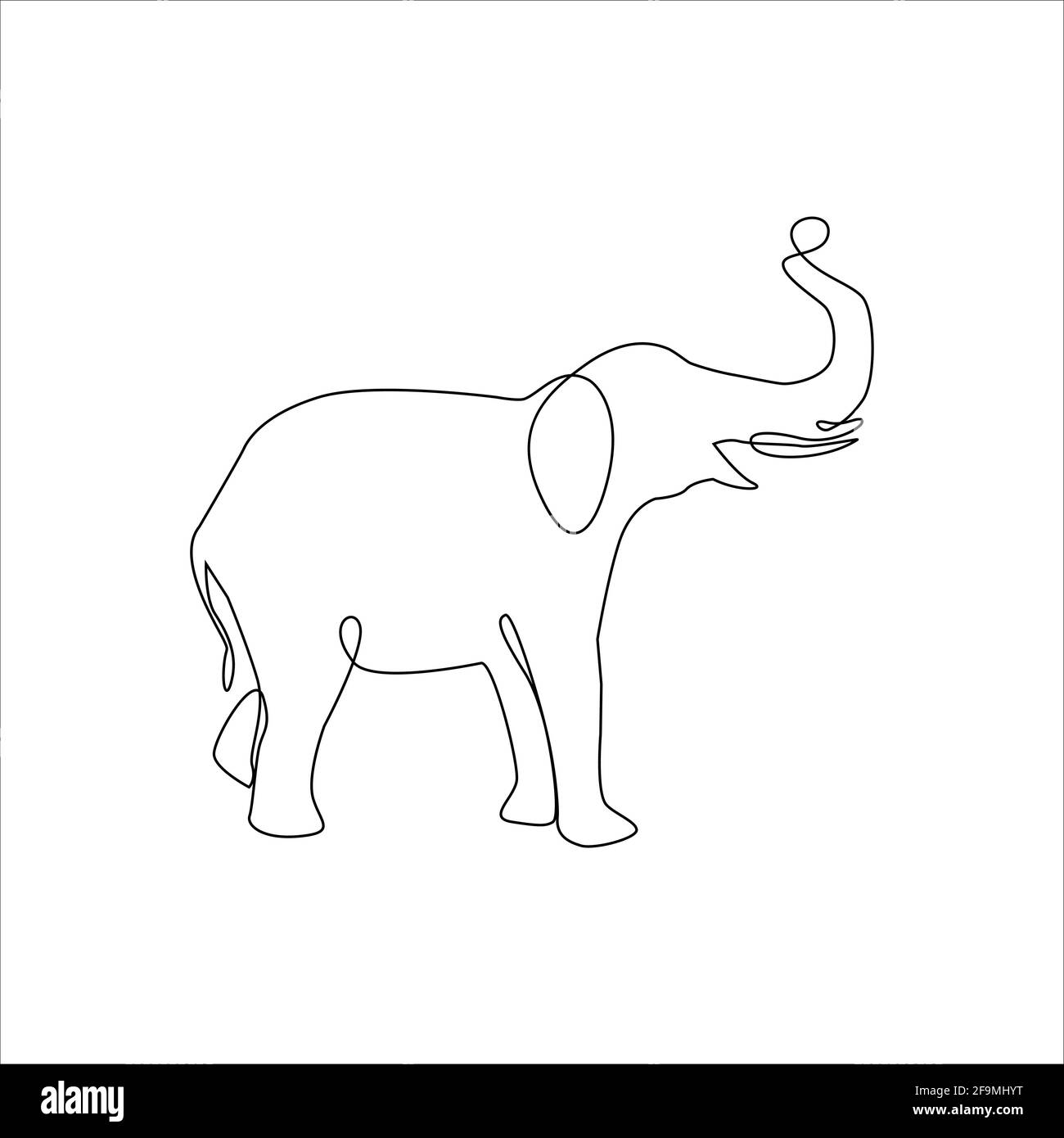 Minimalist One Line Elephant Icon. Elephant one line hand drawing continuous art print, Vector Illustration. Free single line drawing of elephant. Lin Stock Vector
