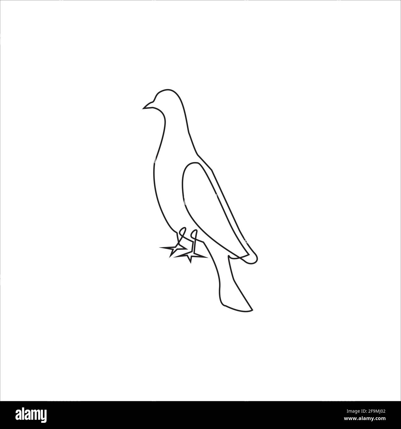 Line drawing pigeon tattoo.Pigeon Bird one line hand drawing continuous art, Vector Illustration. Free single line drawing of bird. isolated. Minimali Stock Vector