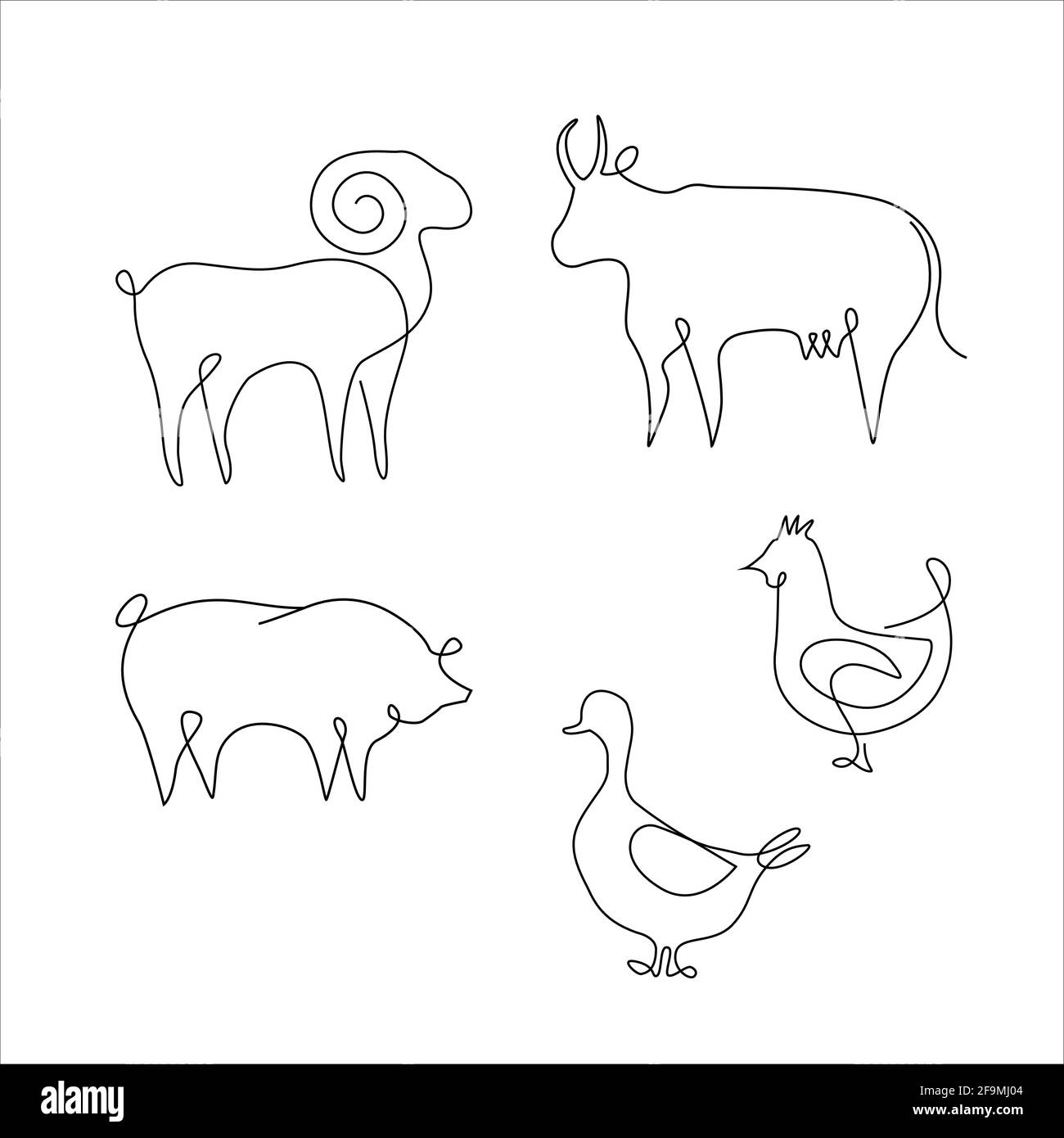 Minimalistic One Line Animals Set. tattoo. Farm animals one line hand  drawing, Vector Illustration. Free single line drawing of farm animals,  cow, chi Stock Vector Image & Art - Alamy