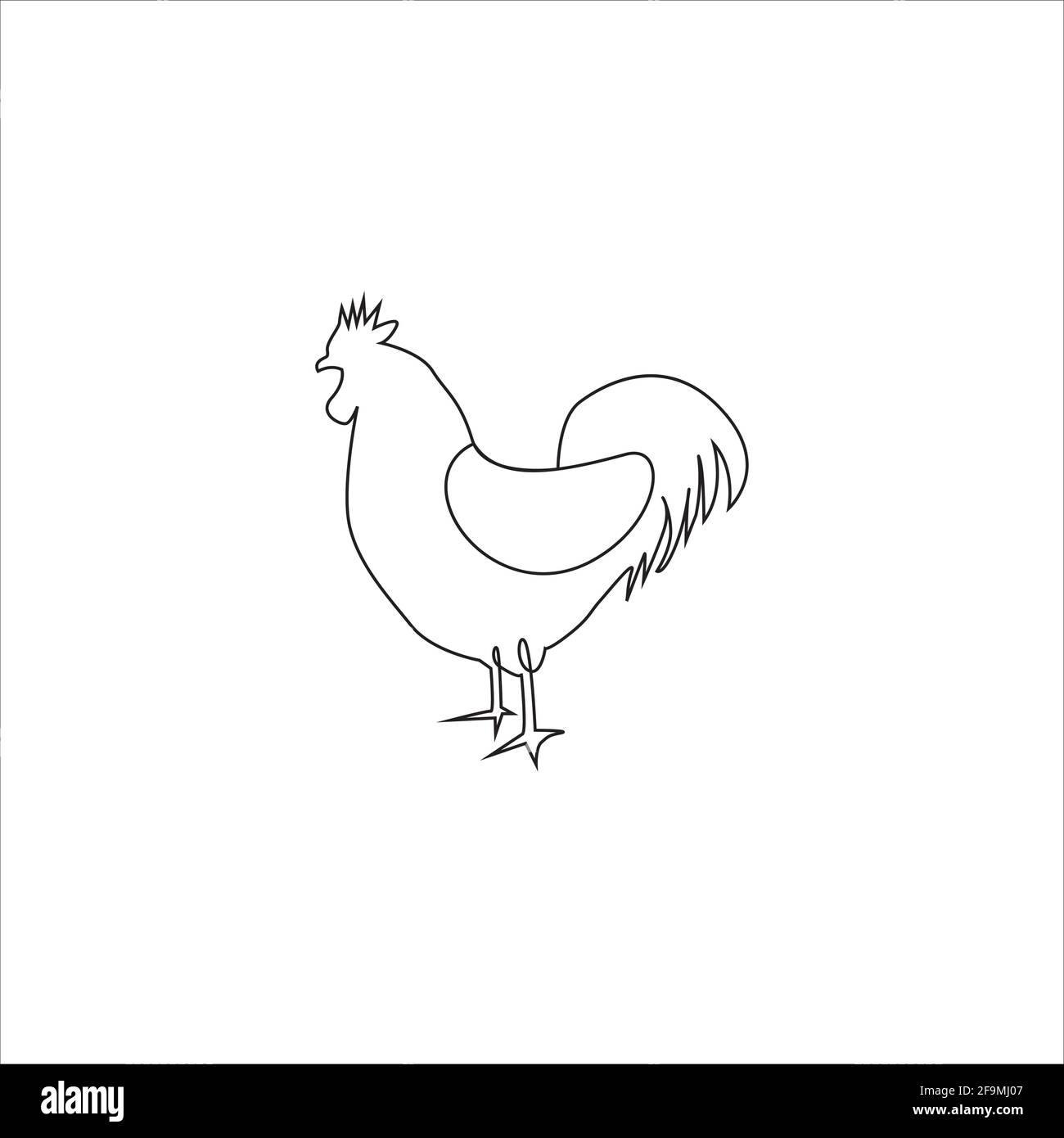 Minimalistic One Line Rooster Or Cock Icon Line Drawing Of Rooster 