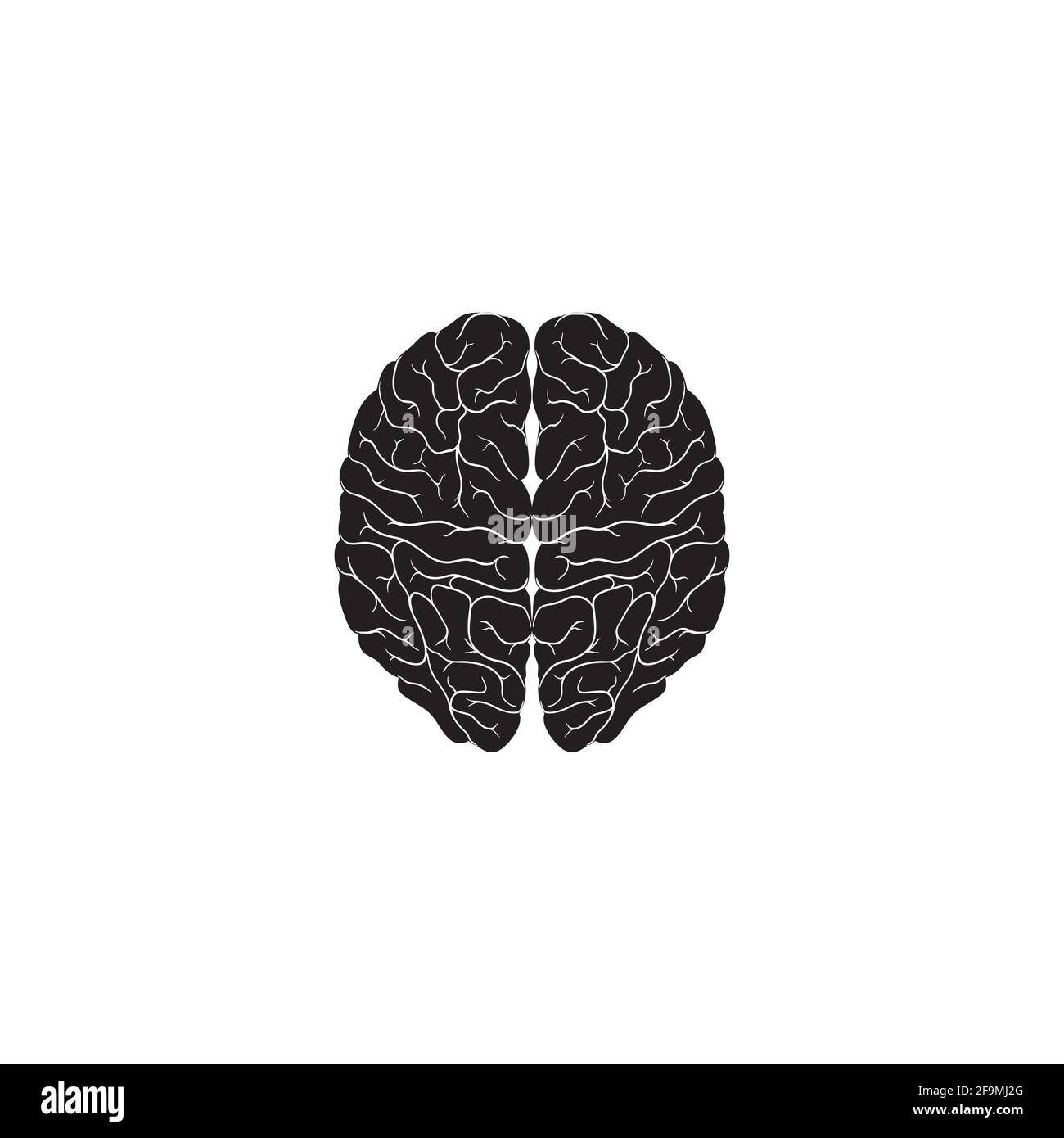 Modern Black Human Brain Icon Vector illustration. Simple brain of human icon. Top View Brain Symbol isolated on white background Stock Vector