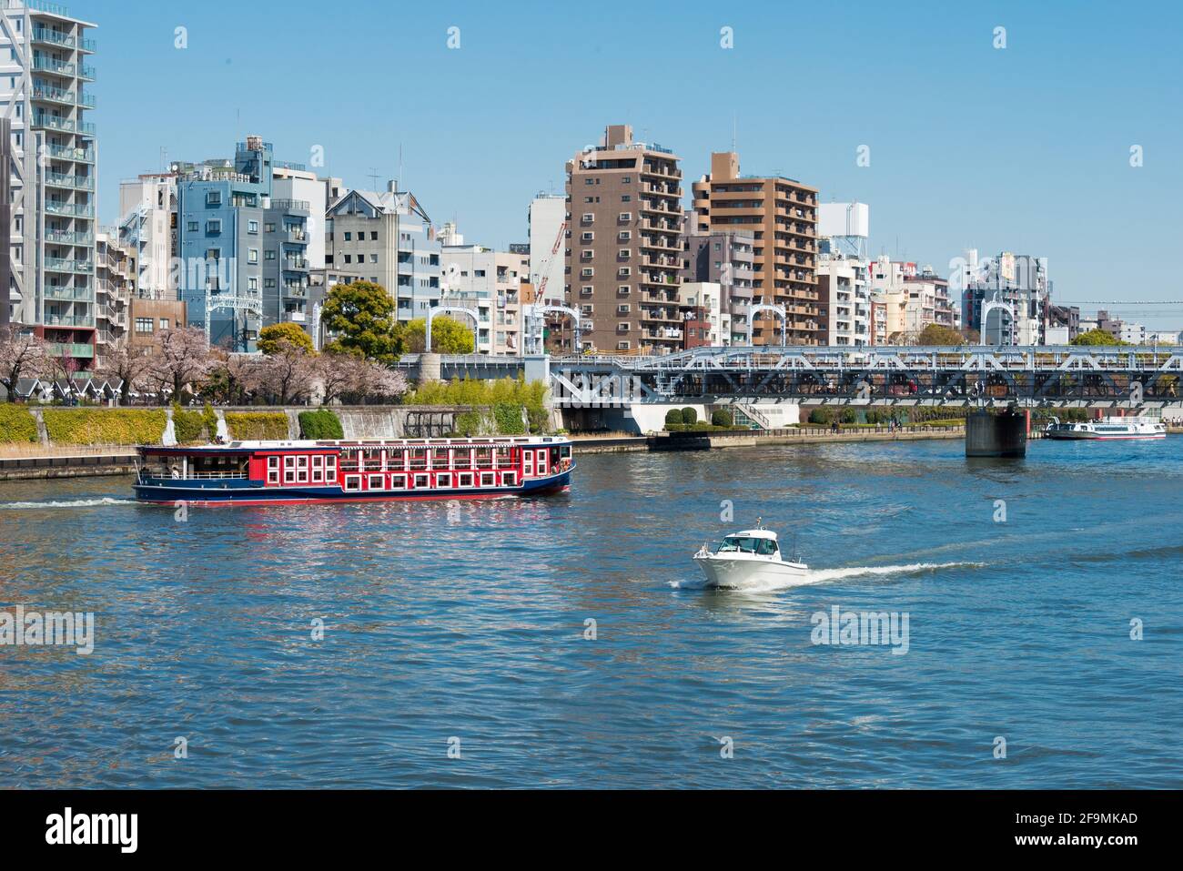 Tokyo, Japan - Sumida River (Sumidagawa) view from Azuma Bridge ...
