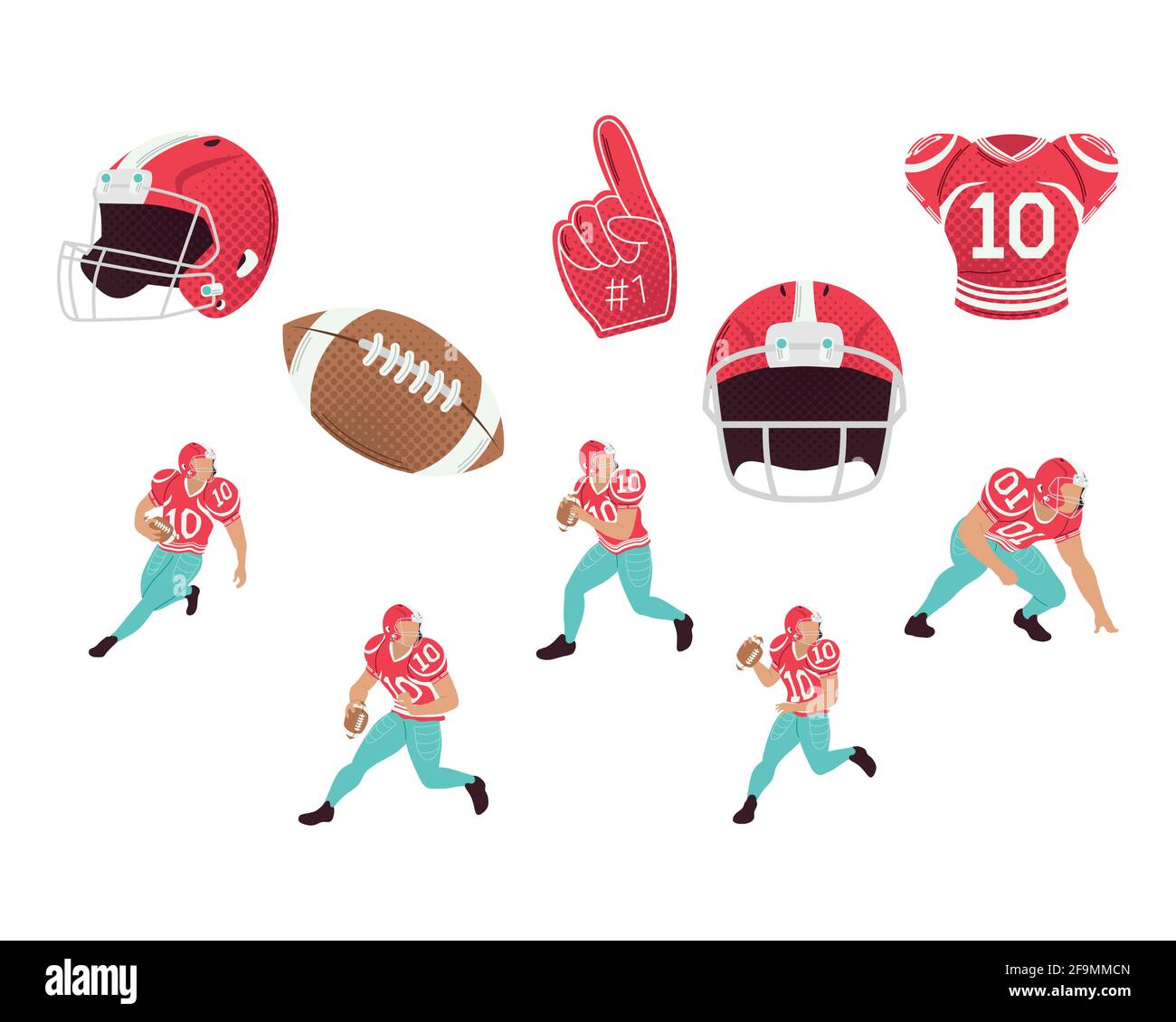 ten american football equipment and players Stock Vector Image & Art