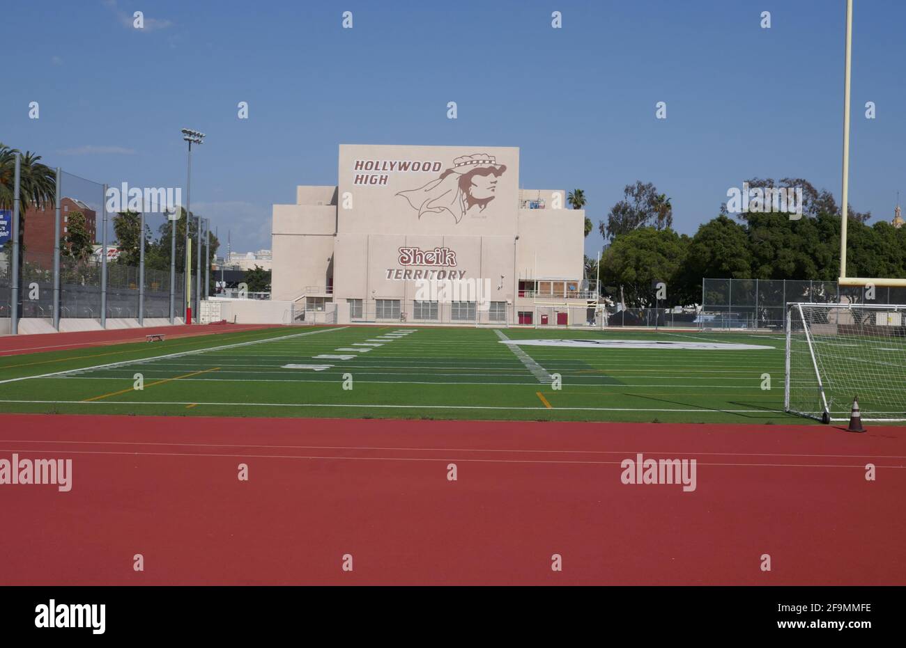 Hollywood, California, USA 17th April 2021 A general view of atmosphere of Hollywood High School whose former students include Cher, Carol Burnett, Judy Garland, Lon Chaney Jr., Keith Carradine, Brandy, Frank Darabont, James Garner, John Huston, Stephanie Powers, Sarah Jessica Parker, Carole Lombard, Laurence Fishburne, Ricky Nelson, John Ritter, Lana Turner, Fay Wray and many more on April 17, 2021 in Hollywood, California, USA. Photo by Barry King/Alamy Stock Photo Stock Photo
