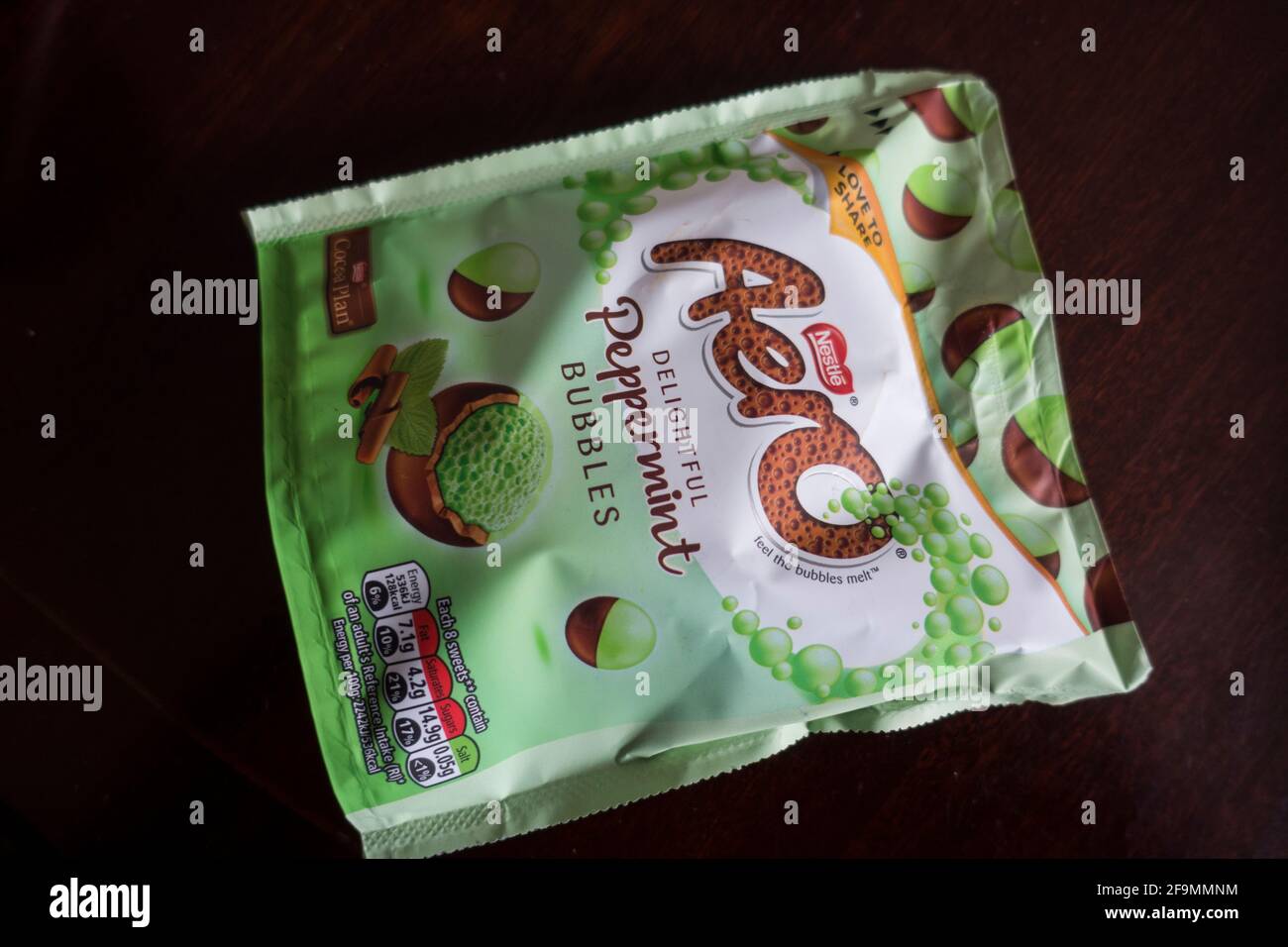 Packet of Aero Peppermint Bubbles chocolate. Stock Photo
