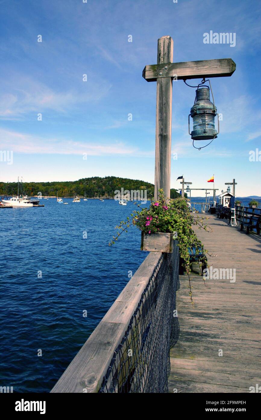 Lonely dock located in Bar Harbor, Mount Desert Island, Maine, USA Stock Photo