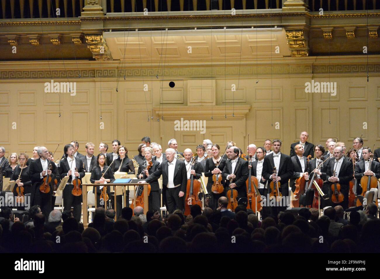Boston Symphony Orchestra with Bernard Haitink, concert of May the 2nd 2015. Boston Symphony Hall. Stock Photo