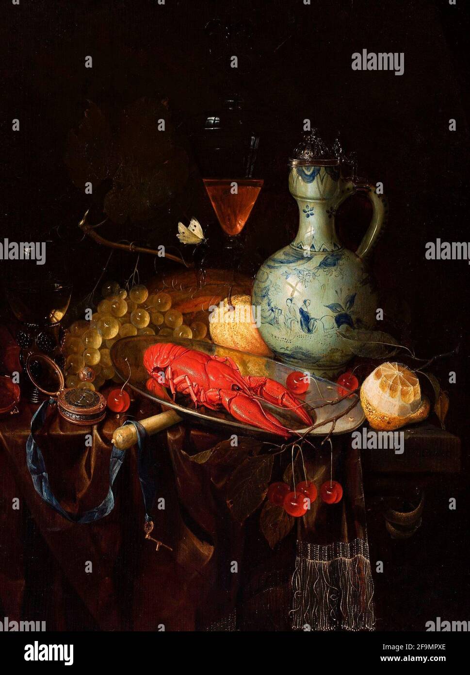 Still life with a lobster - Nicolaes van Gelder, 1683 Stock Photo