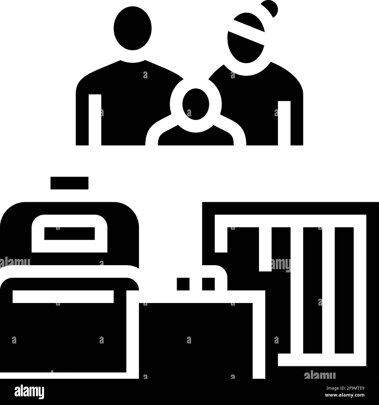 family refugee with luggage glyph icon vector illustration Stock Vector