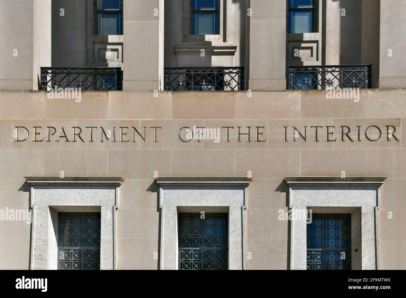 Washington, DC - Apr 3, 2021: Stewart Lee Udal Building, the main building of the US Department of the Interior. Stock Photo