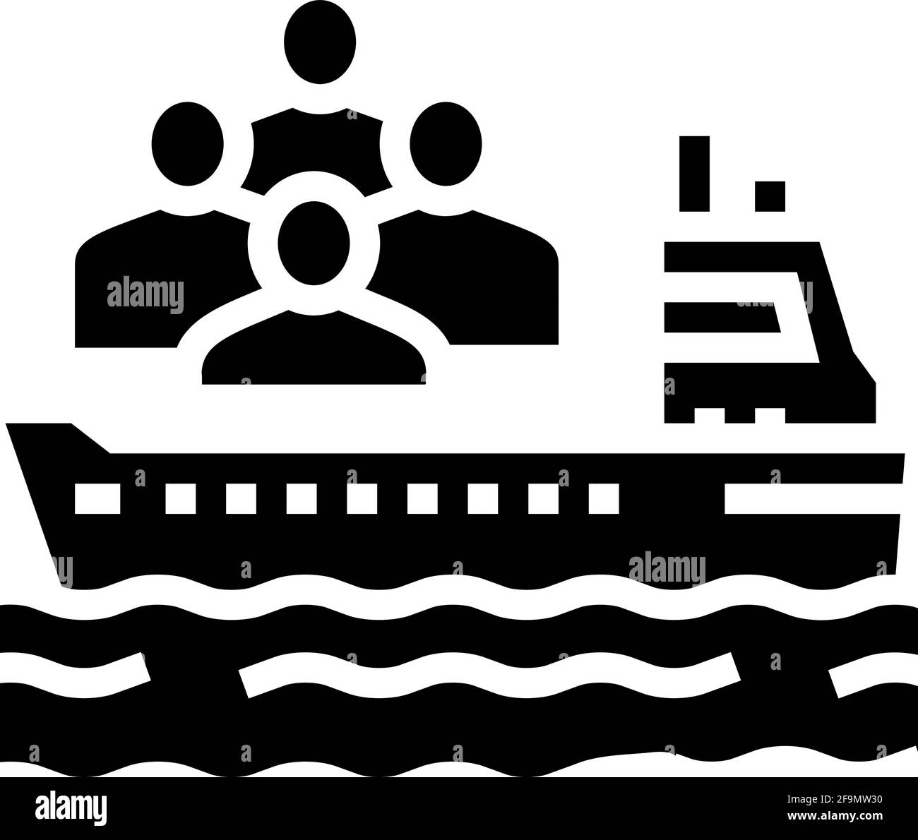 ship transportation refugee glyph icon vector illustration Stock Vector