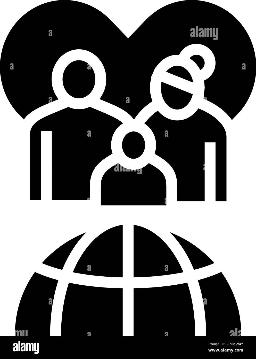 family refugee world aid glyph icon vector illustration Stock Vector