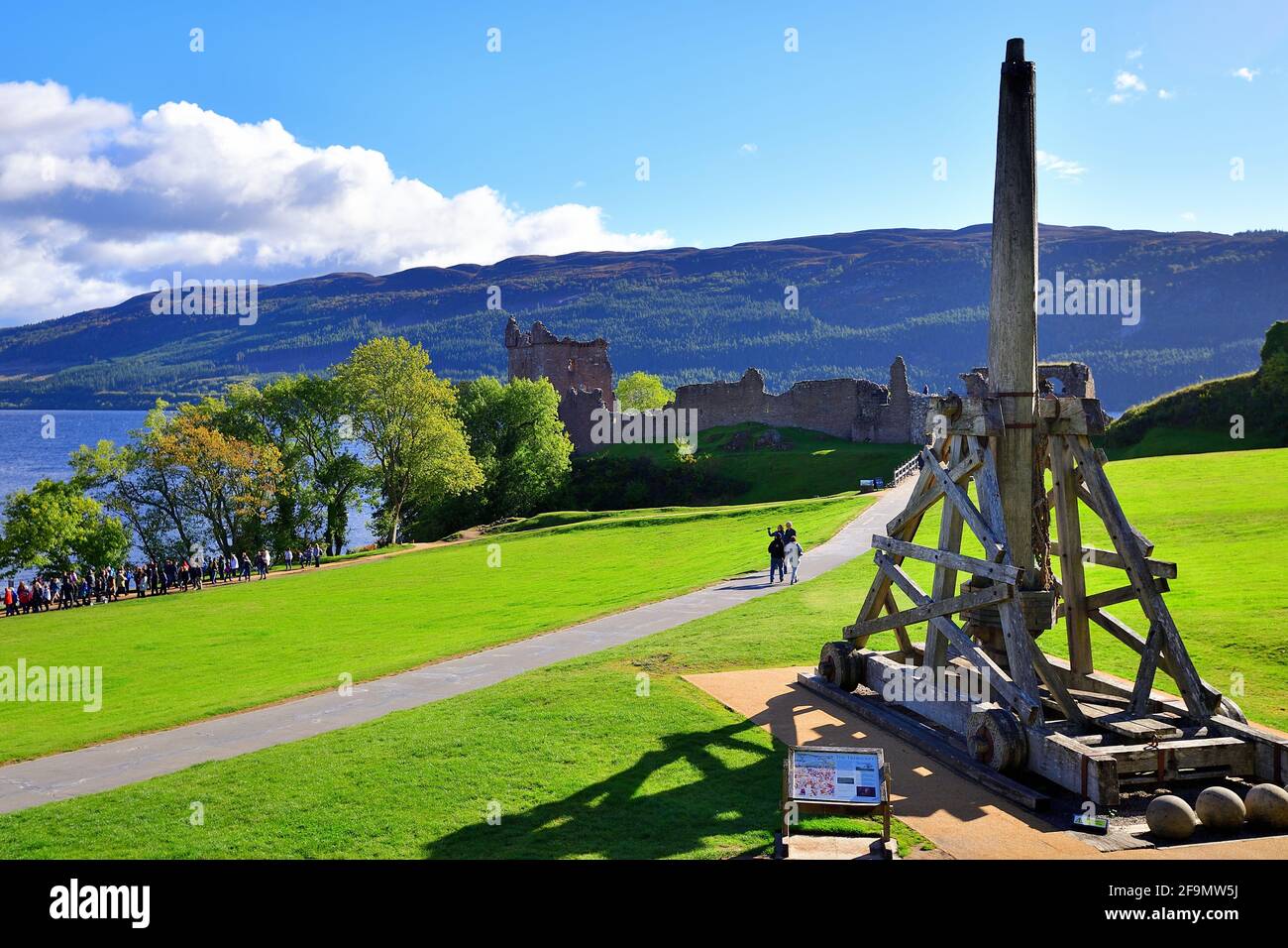 Drumnadrochit, Highland, Scotland, United Kingdom. A trebuchet at