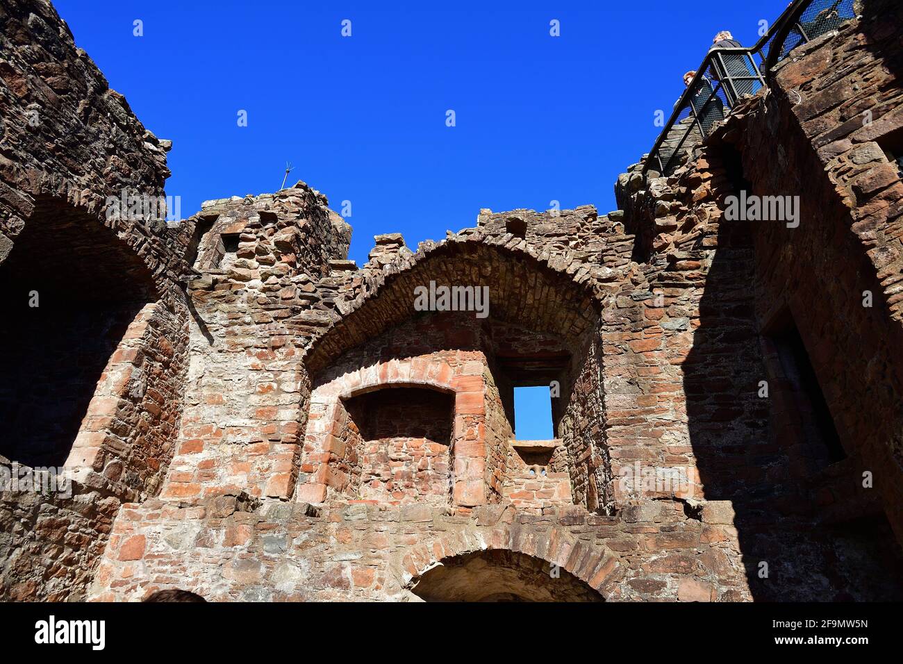Drumnadrochit, Highland, Scotland, United Kingdom. A segment of the ruins at Urquhart Castle on the shore of Loch Ness. Stock Photo