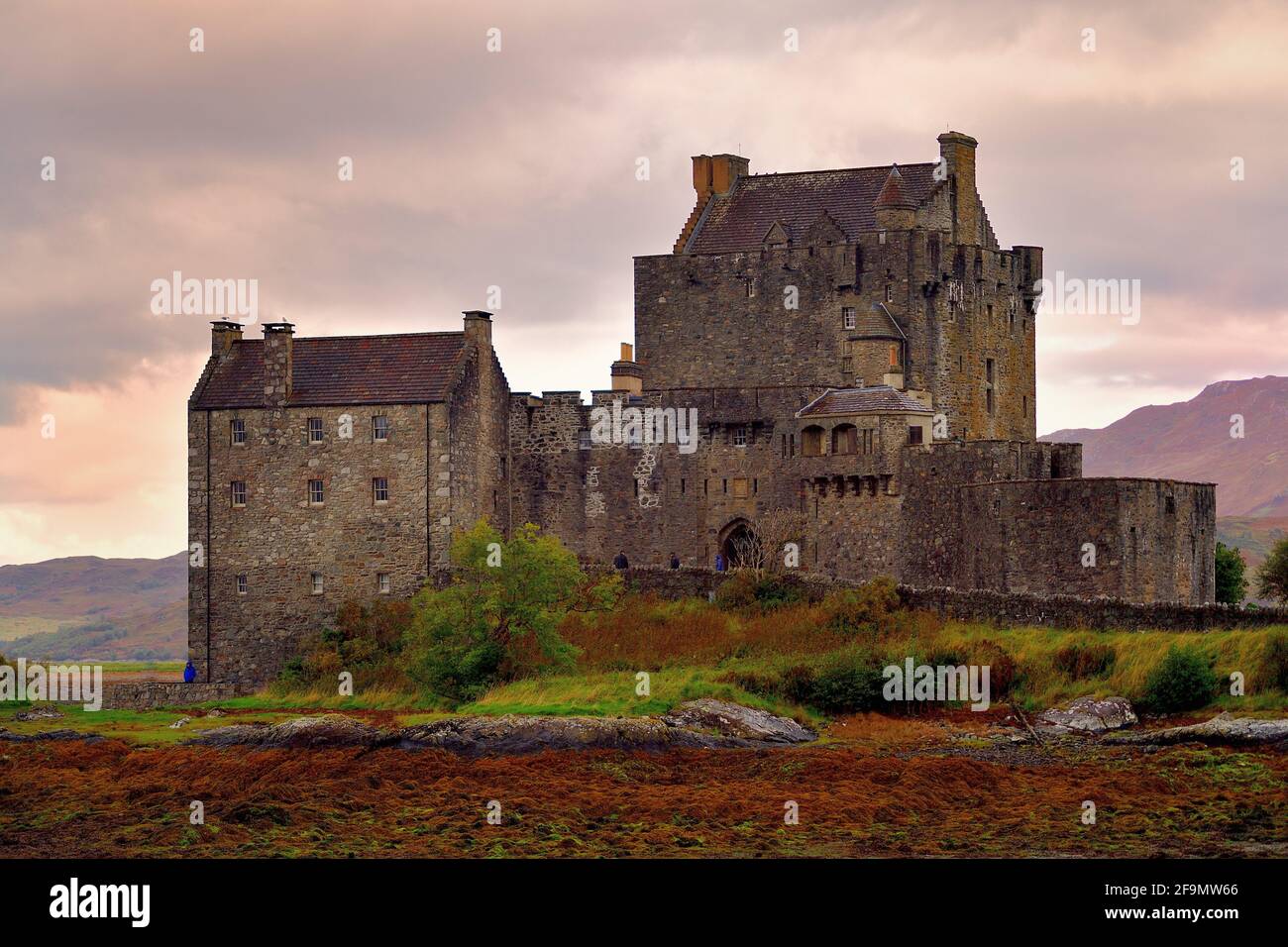 Dornie, near Kyle of Lochalsh, Northwest Highlands, Scotland, United Kingdom. Eilean Donan Castle, the most famous of all Highland castles. Stock Photo