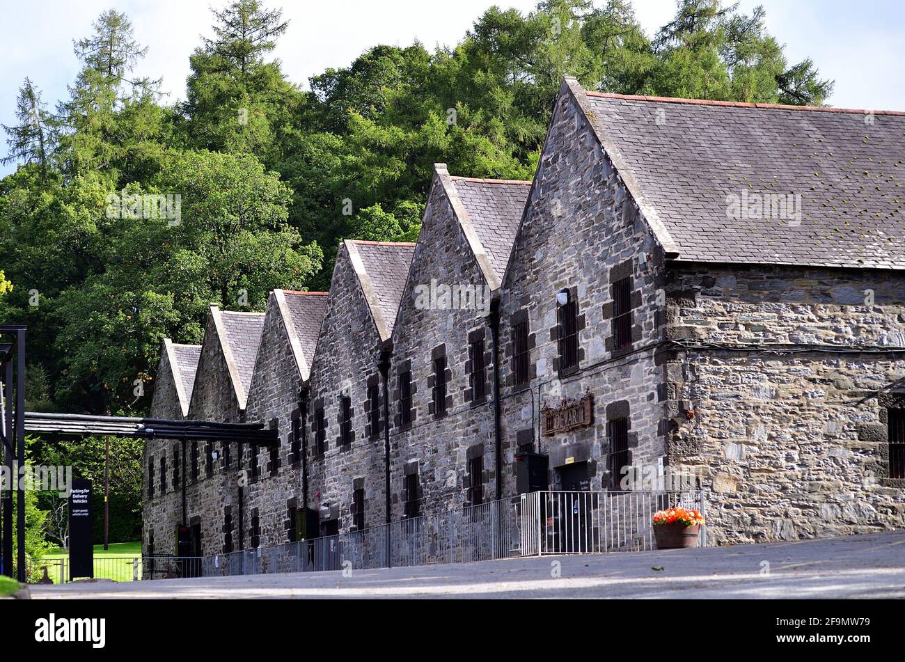 Aberfeldy, Scotland, United Kingdom. Sorehouses at the Dewar's Distillery. Stock Photo