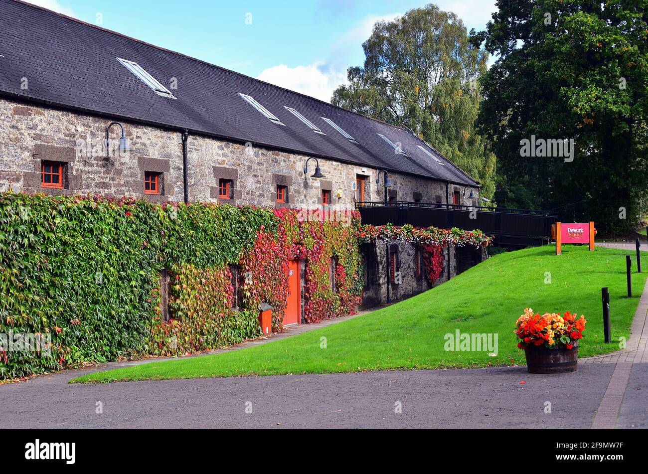 Aberfeldy, Scotland, United Kingdom. The Dewar's Distillery, founded in 1846, is now owned by Bacardi. Stock Photo