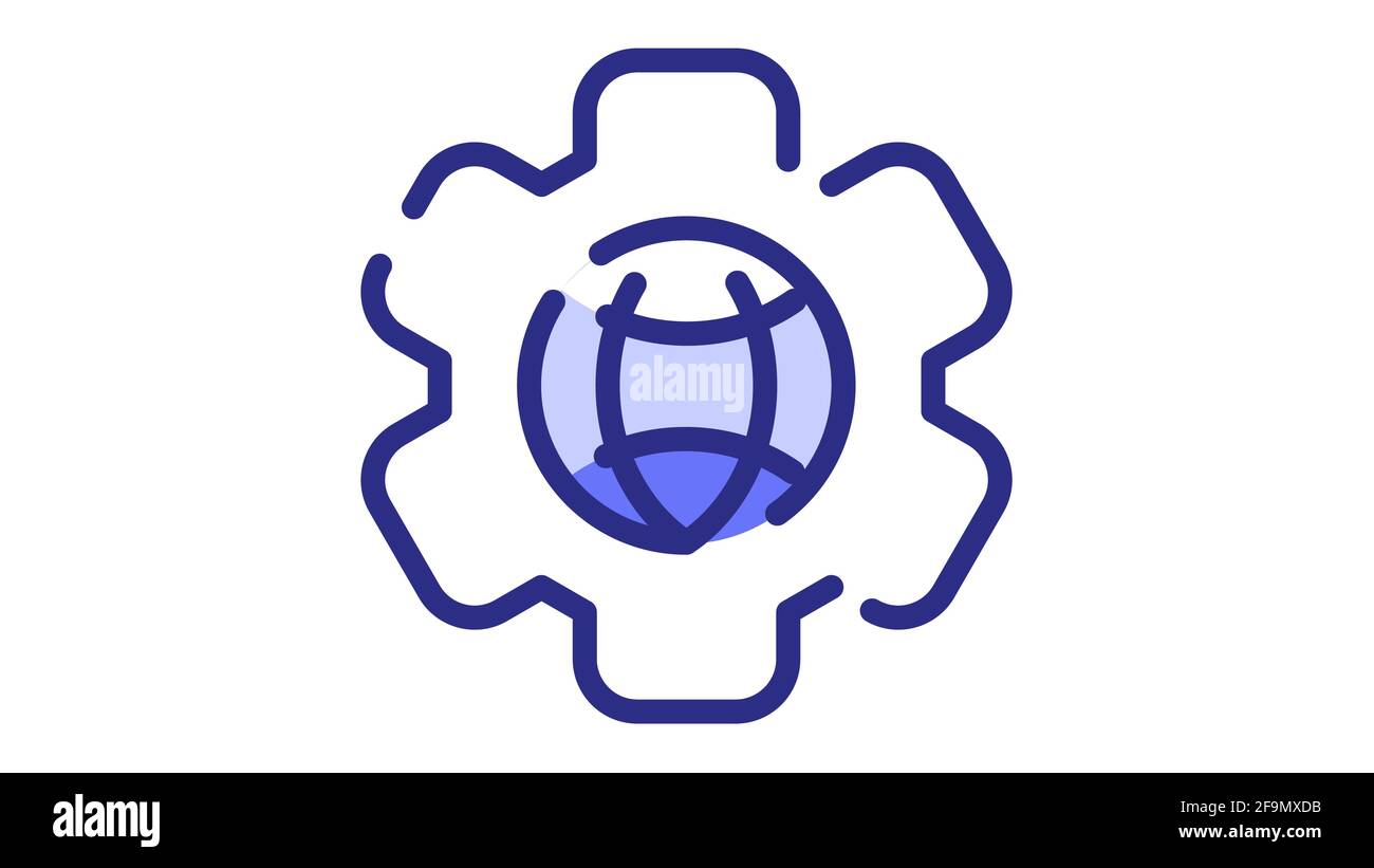 development cogwheel seo internet single isolated icon with dash or ...
