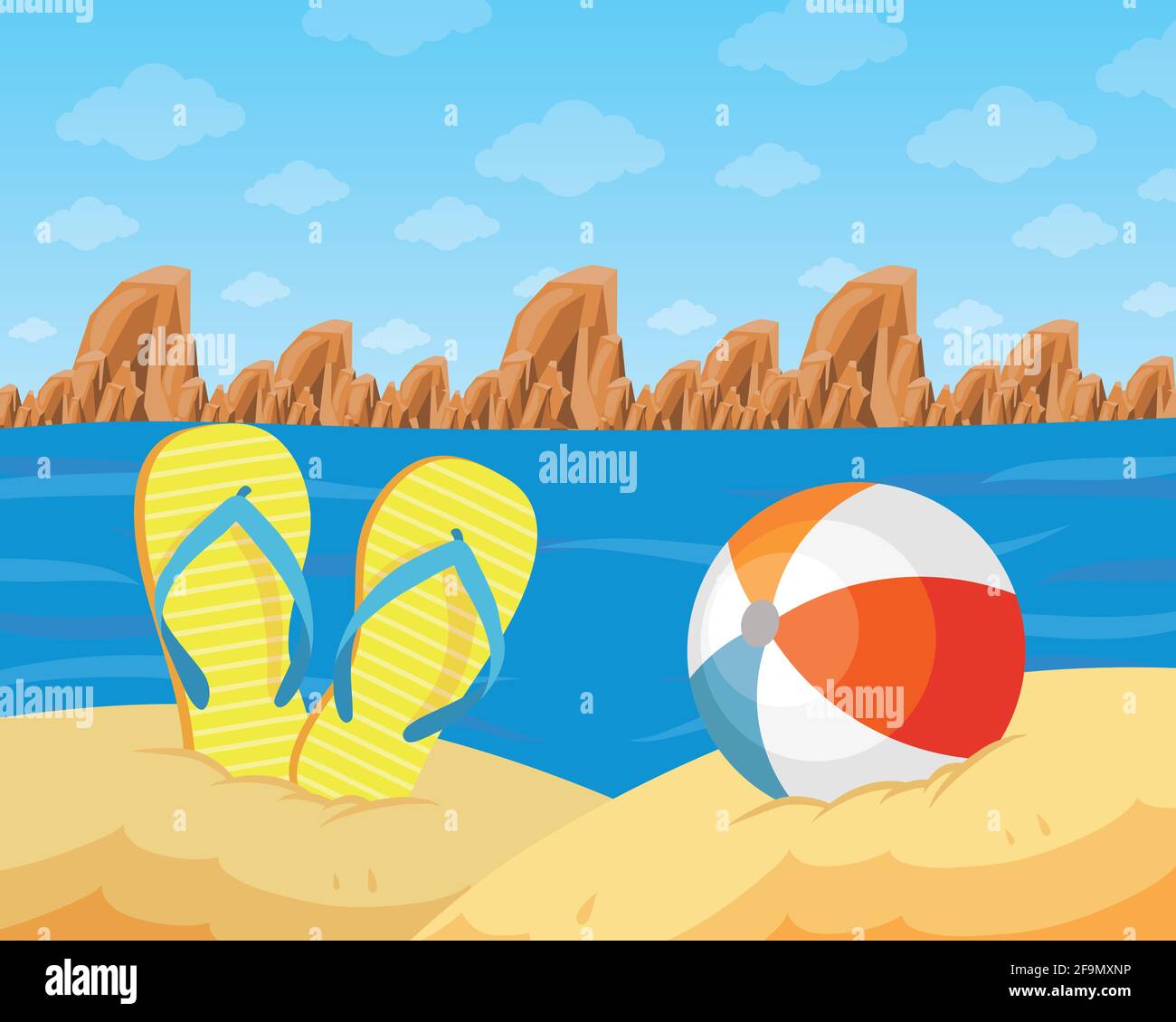 beach with sandals and balloon scene Stock Vector Image & Art - Alamy