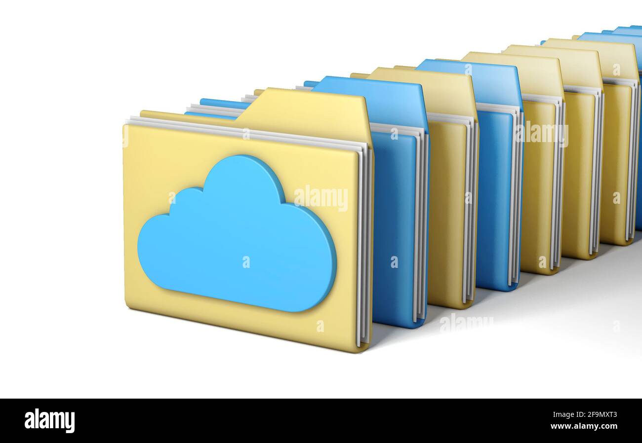 Cloud storage. File folders for synchronization. isolated on white