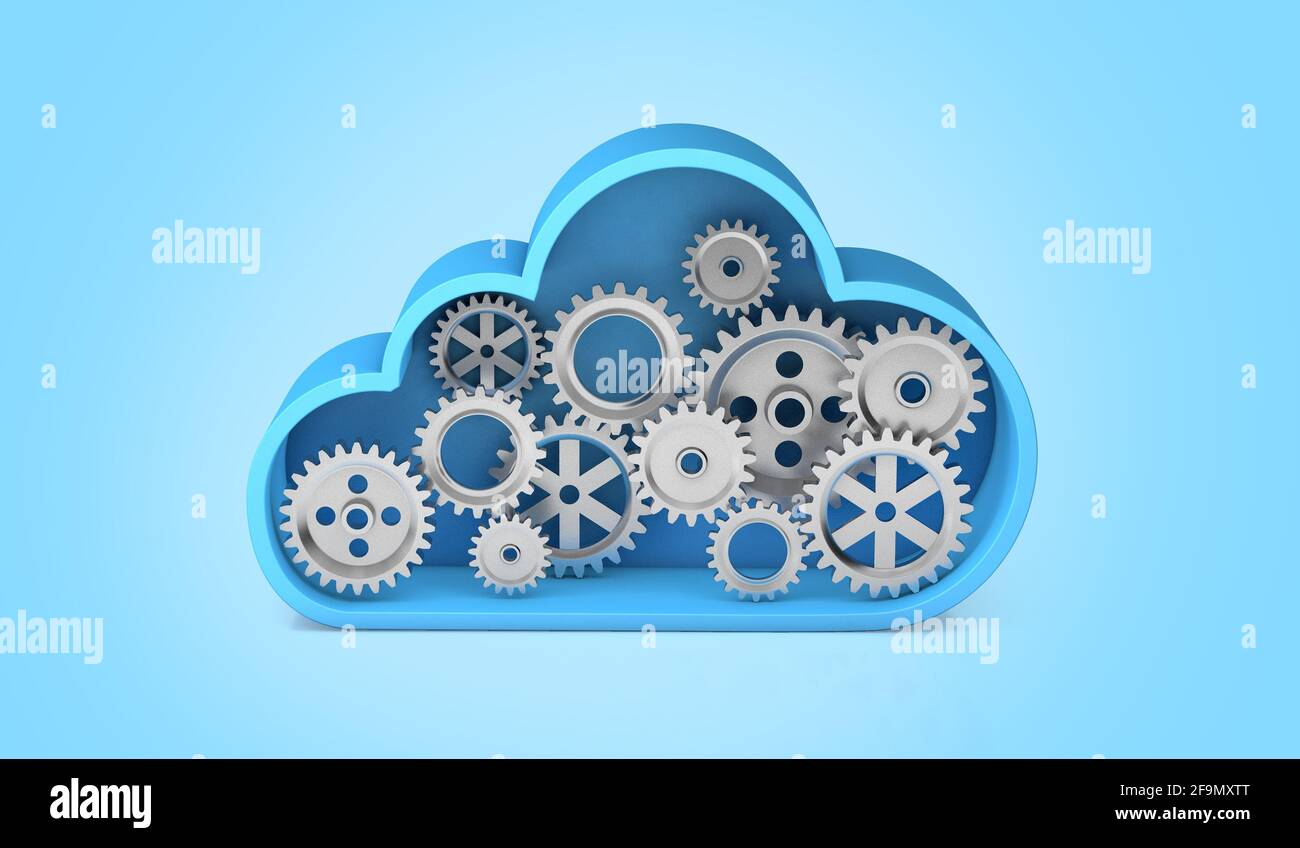 Cloud computing concept digital gears hi-res stock photography and ...