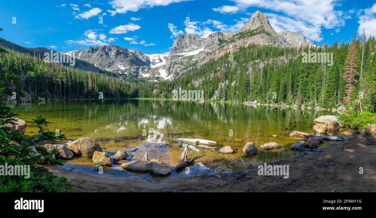 From the south shore of Lake Odessa, summer time, towering mountains in
