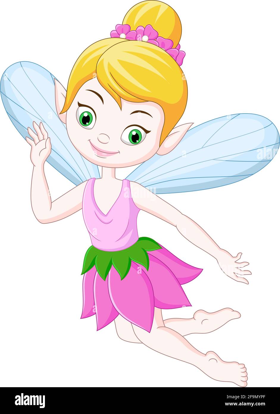 Cartoon funny little fairy on white background Stock Vector
