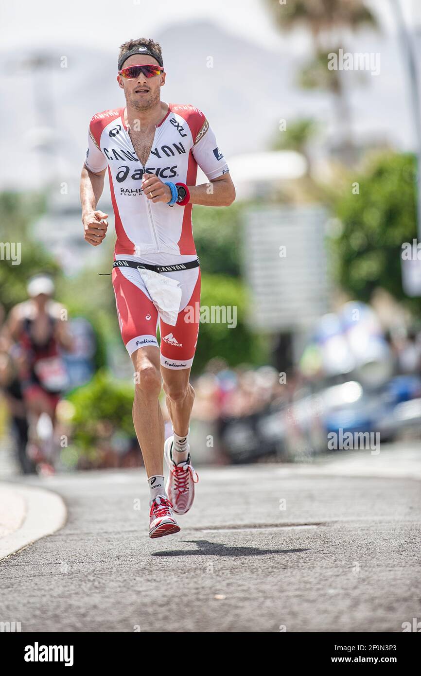 Lanzarote 2016. Jan Frodeno running on foot in the Lanzarote Ironman 2016  Stock Photo - Alamy