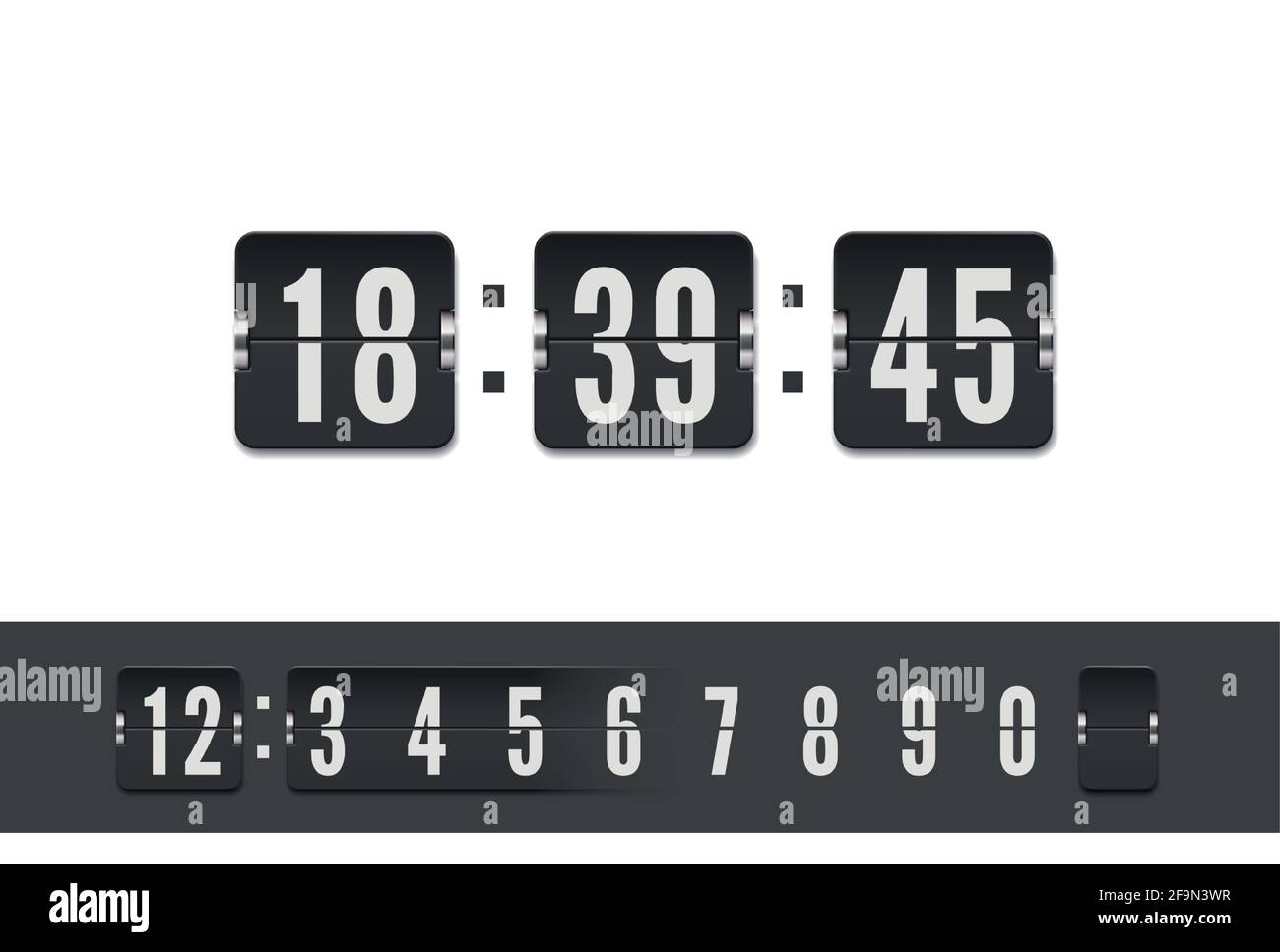 Flip countdown timer numbers on transparent Vector Image