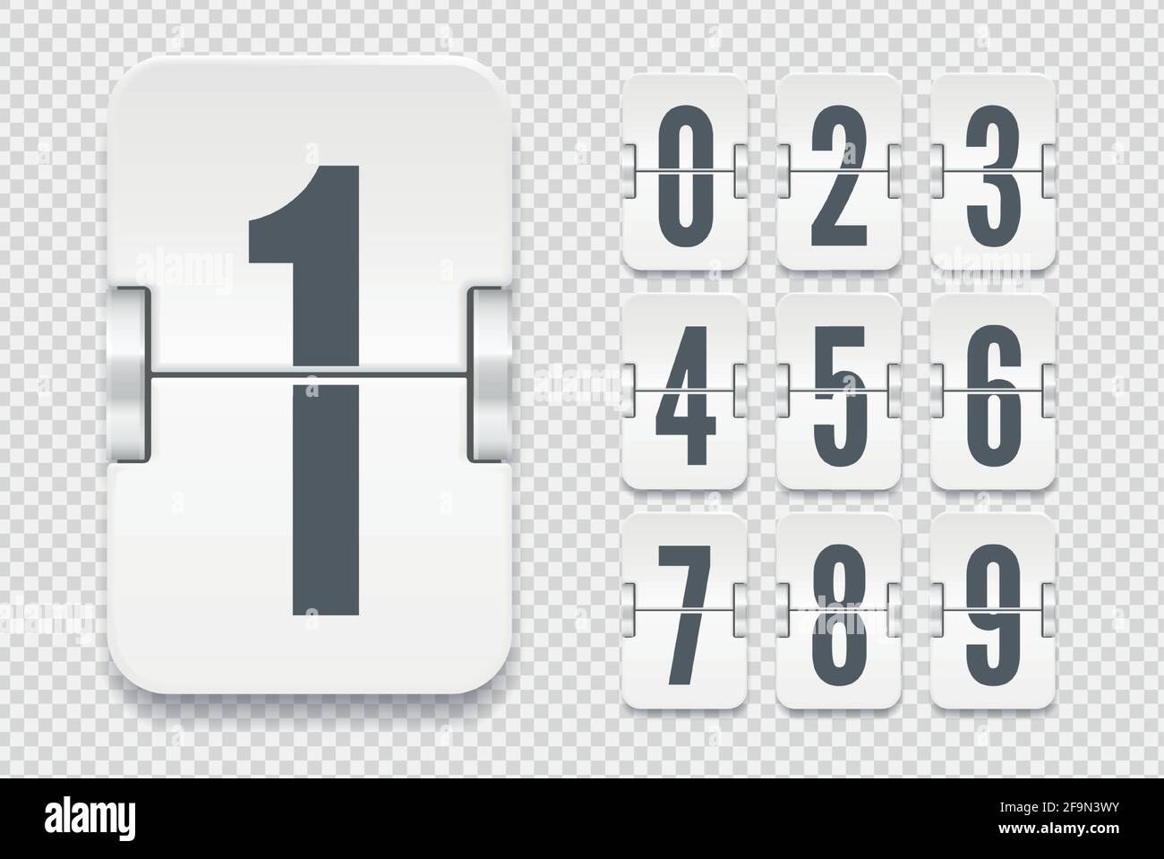 Vector template with light flip scoreboard numbers with shadows for