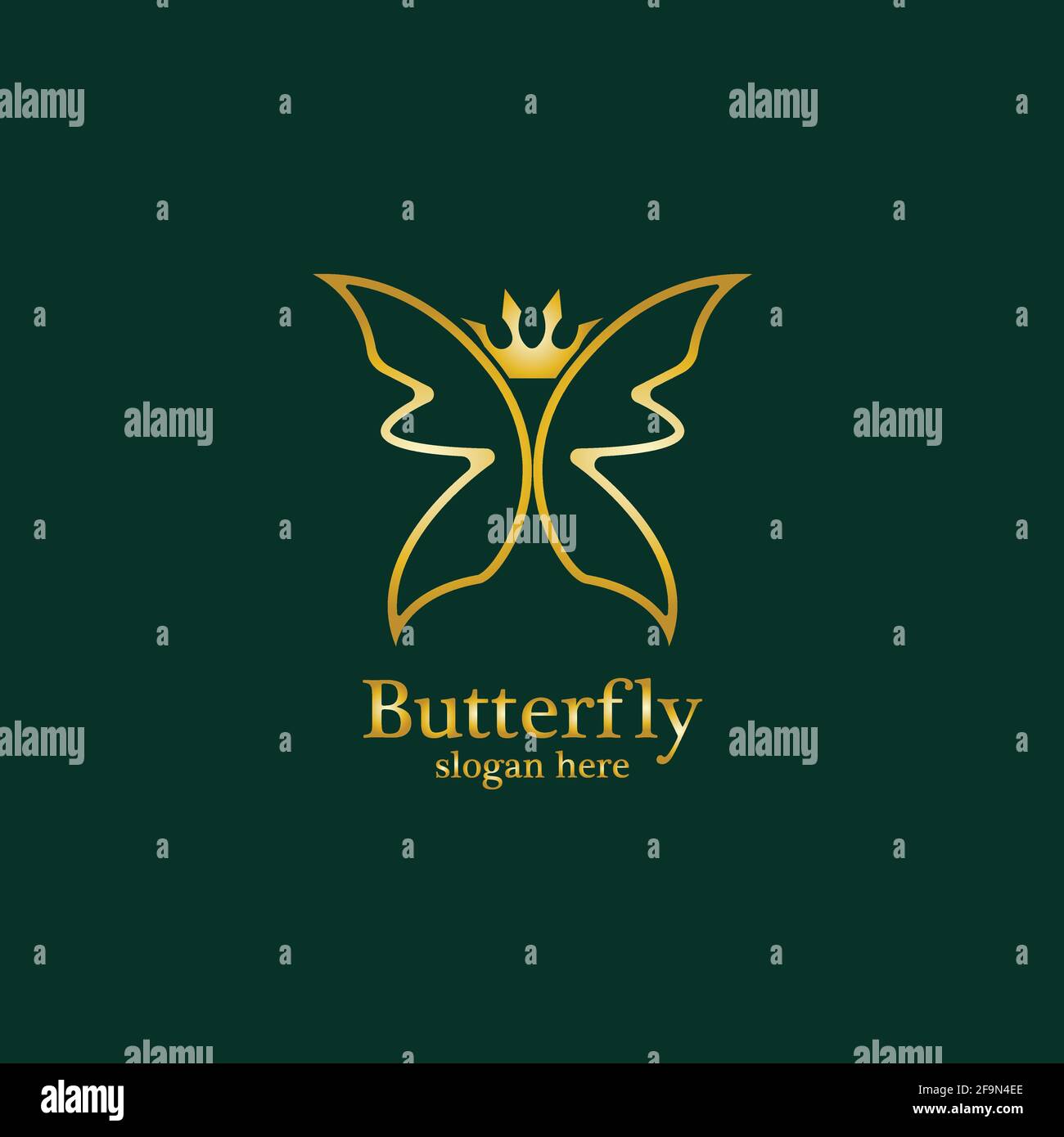 Golden Butterfly logo. Royal butterfly logotype Stock Vector Image