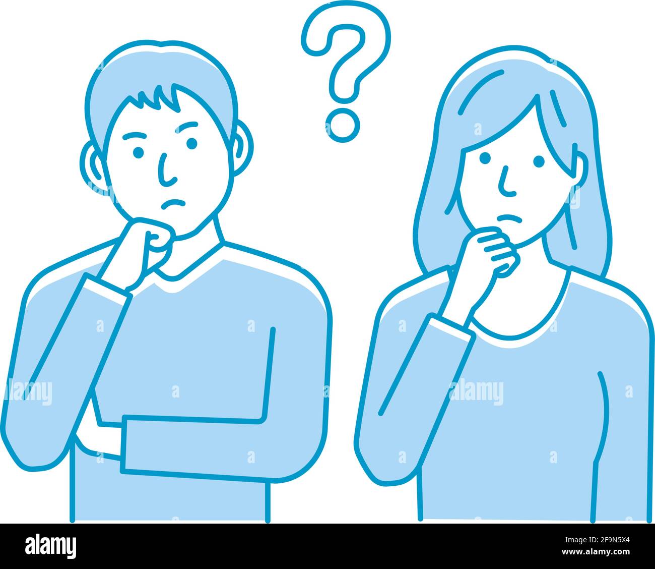 Illustration of a young man and woman (couple / family) having a question Stock Vector