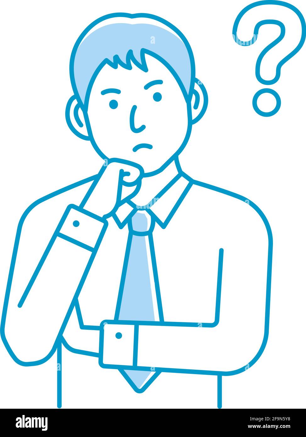 Vector Illustration of young businessman having a question Stock Vector