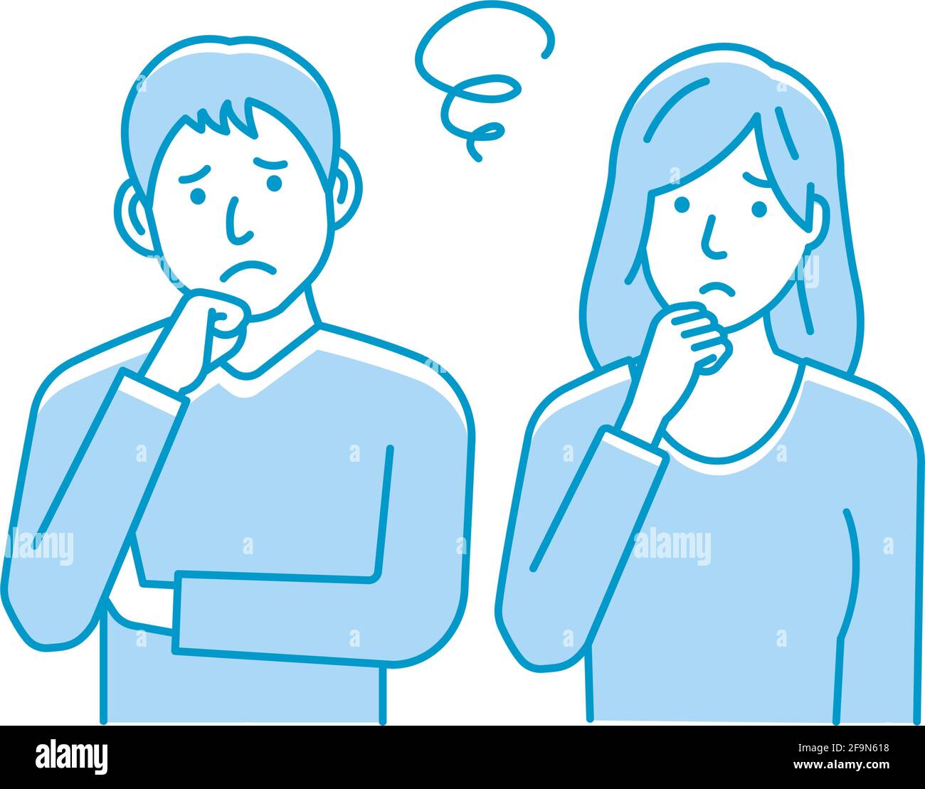 Vector Illustration of young man and woman (couple or  family etc. ) in trouble or confused. Stock Vector