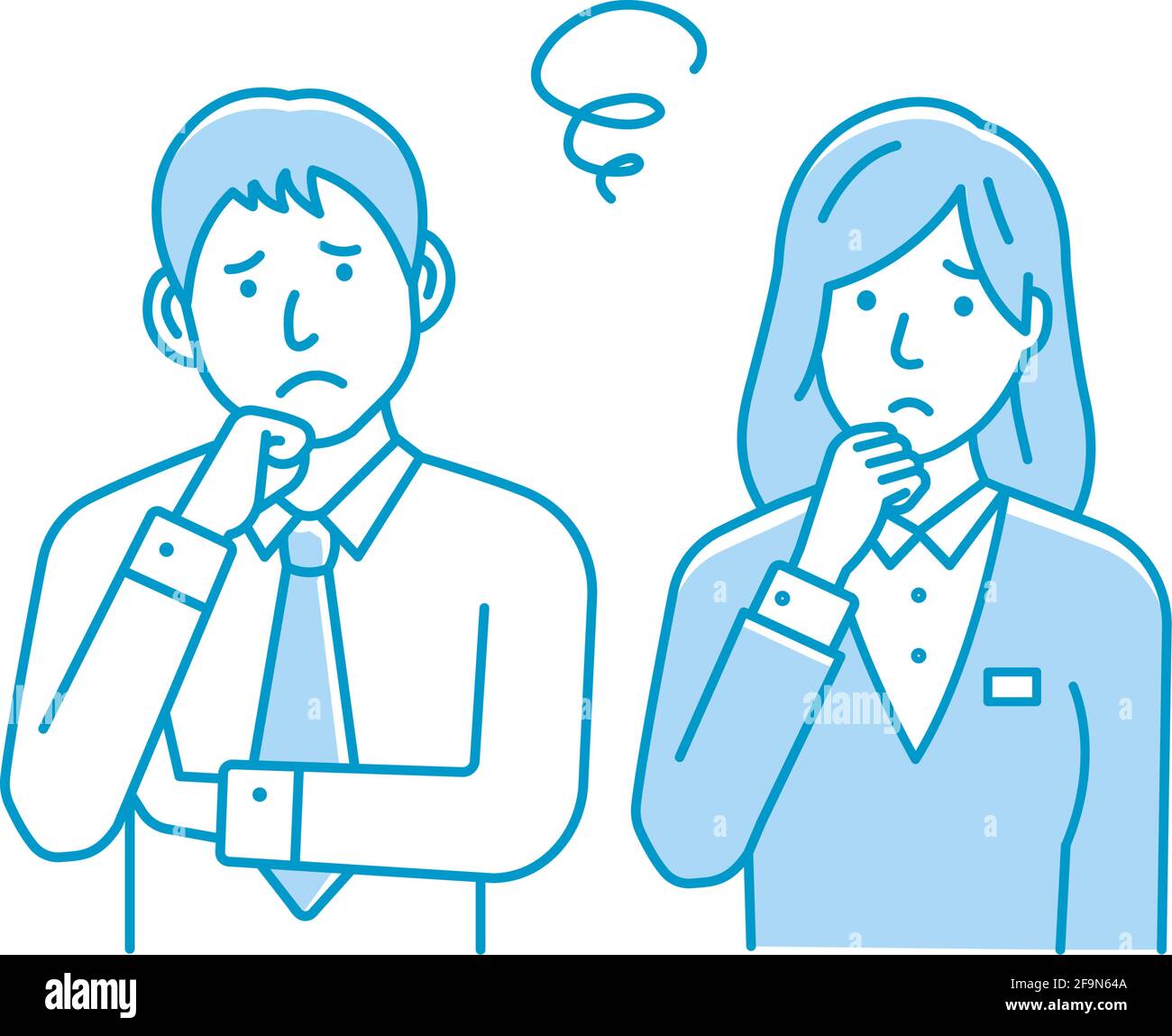 Vector Illustration of young businessman and businesswoman in trouble or confused. Stock Vector