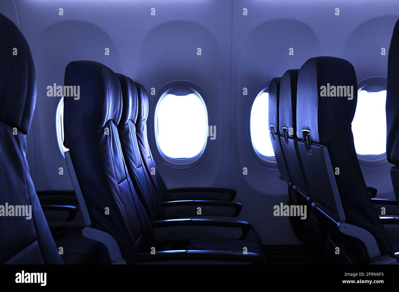 Empty airplane seats Stock Photo