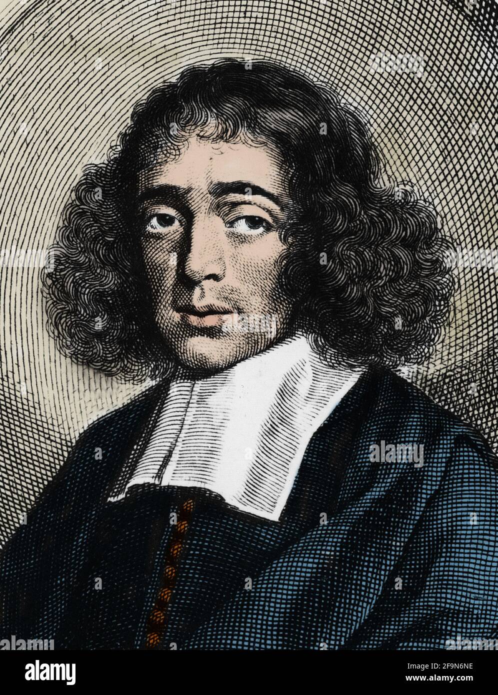 Portrait of Baruch Spinoza -  Dutch philosopher  1632-1677 Stock Photo