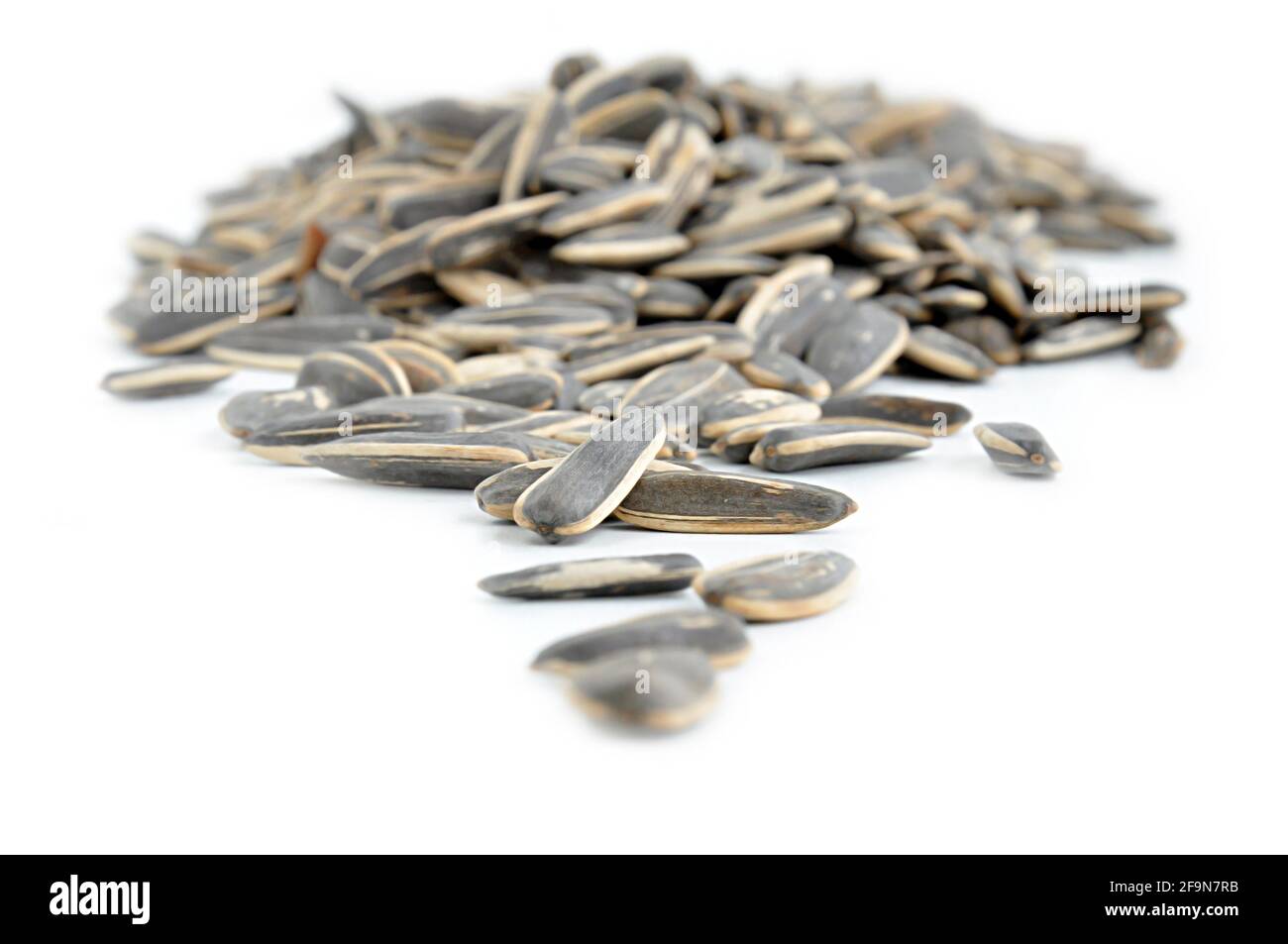 Heap of sunflower seeds on white background Stock Photo