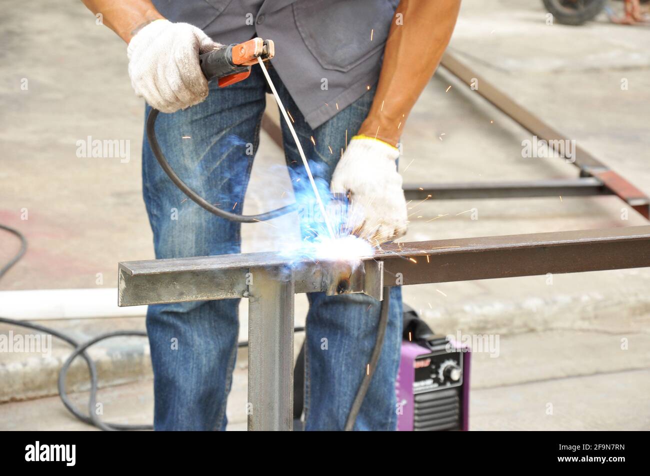 Arc welding (or stick welding Stock Photo Alamy