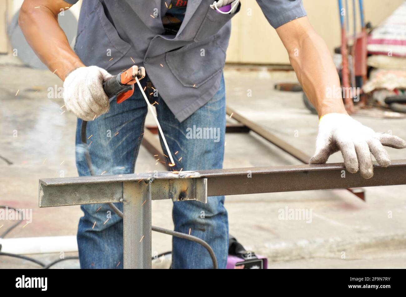Arc welding (or stick welding Stock Photo Alamy