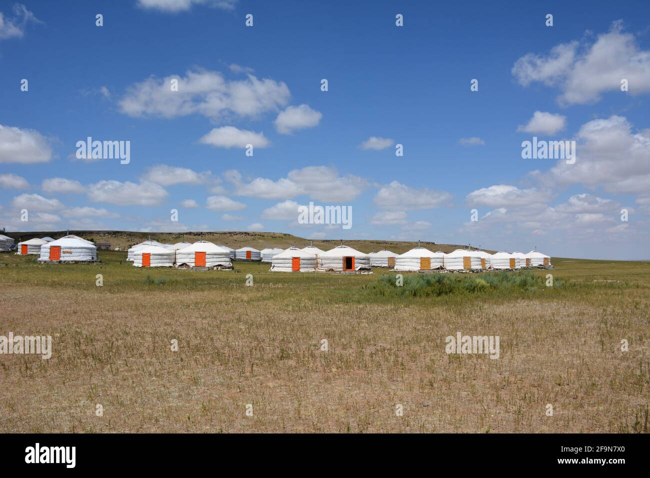 Guest gers at Three Camel Lodge in the Gobi Desert. Rooms feature hand ...