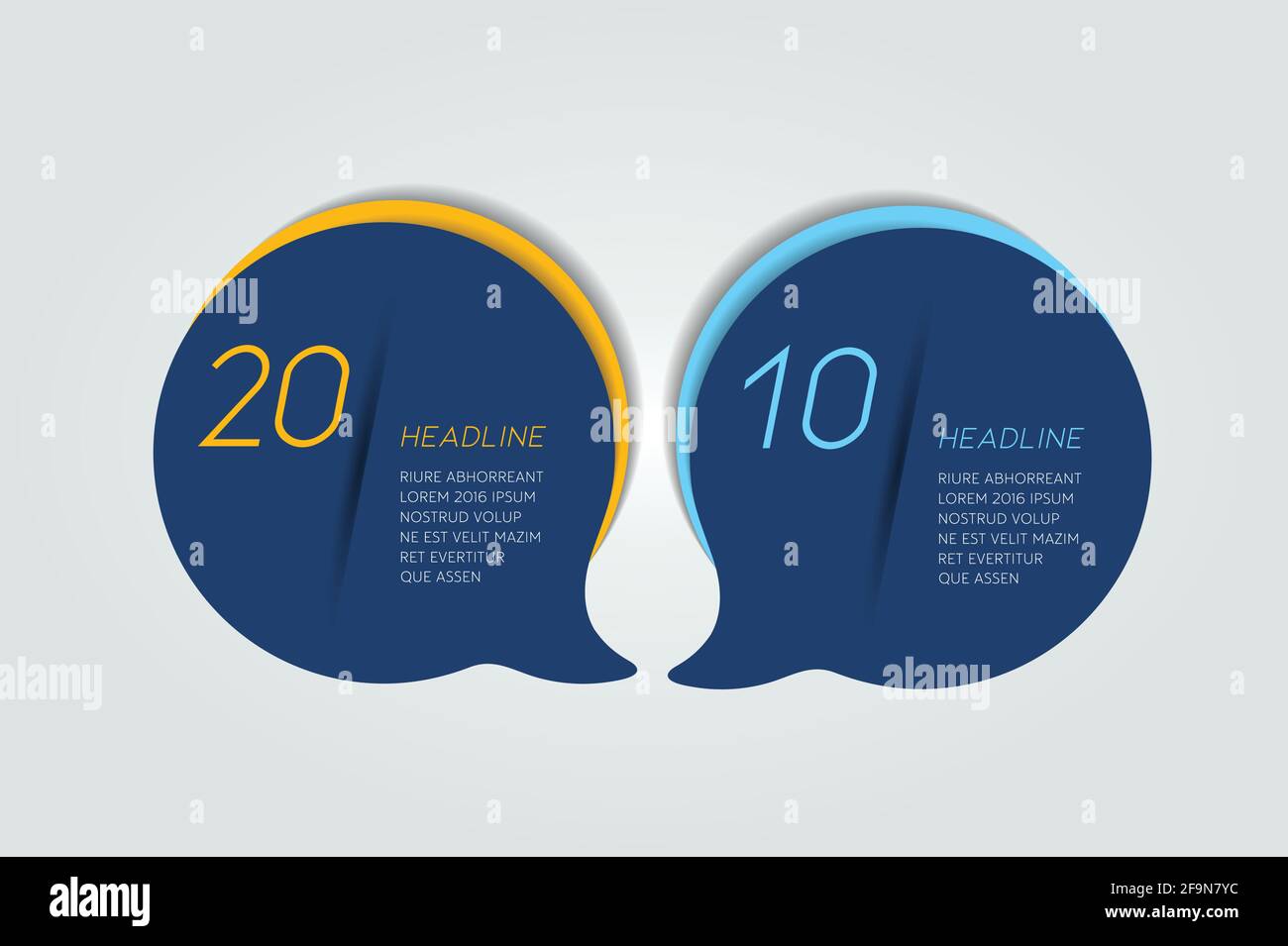 Circle, round chart, scheme, timeline, infographic, numbered template, 2 steps. Stock Vector