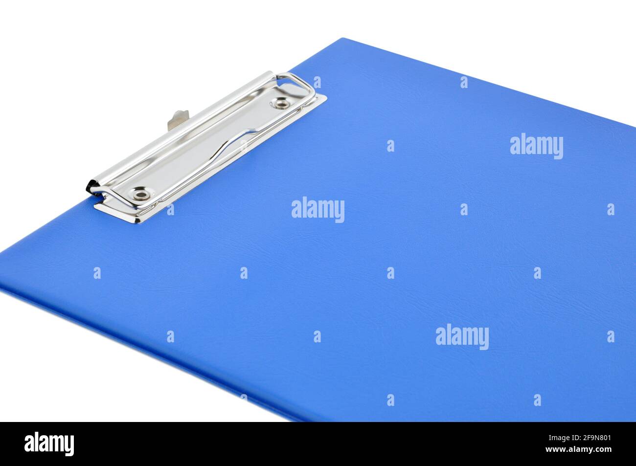Clipboard - blue plastic clipboard or writing board isolated on white background Stock Photo
