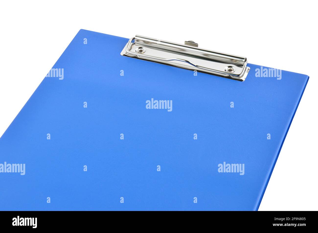 Clipboard - blue plastic clipboard or writing board isolated on white background Stock Photo
