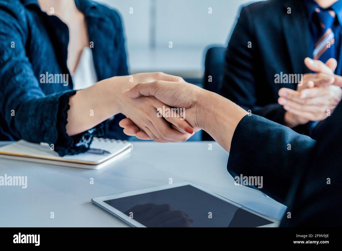 Business People Agreement Concept. Businessman And Asian Businesswoman ...