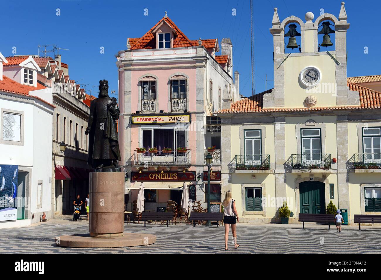 The Central Town square of Cascais, Portugal. Stock Photo